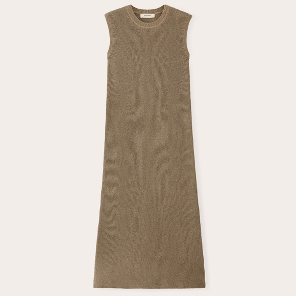 Everlane Women's Midi Dress in Everyday Cotton in Heather Taupe, Size Medium - Picture 1 of 4